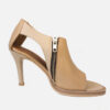 Women's Sandal Heel - Two toned tan nude Leather - Image 2